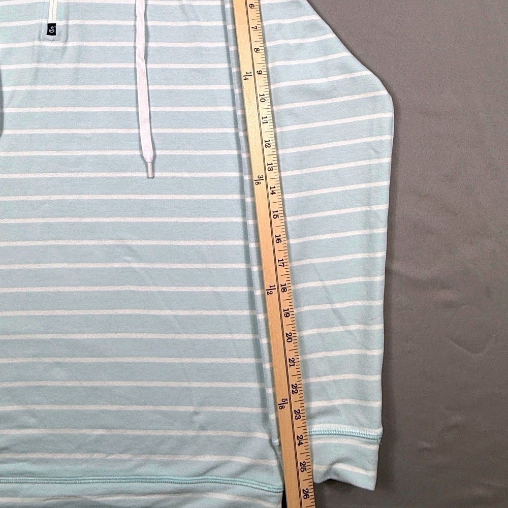 Swannies Mens Large Light Blue White Striped Quarter Zip Golf Hoodie Pullover - Picture 7 of 9